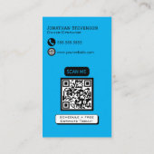 Moderne Blauwe QR-code Aanpasbare Drukwasbeurt Visitekaartje (Achterkant)