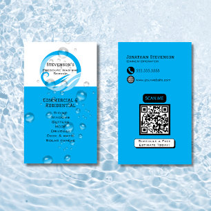 Moderne Blauwe QR-code Aanpasbare Drukwasbeurt Visitekaartje