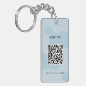 Moderne blauwe QR Code Business Logo Custom Sleutelhanger (Voorkant Links)