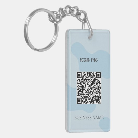 Moderne blauwe QR Code Business Logo Custom Sleutelhanger (Voorkant Links)