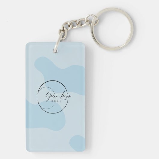 Moderne blauwe QR Code Business Logo Custom Sleutelhanger (achterkant)