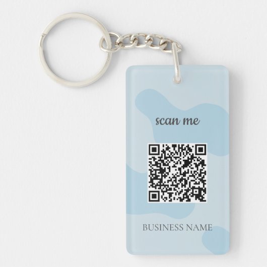Moderne blauwe QR Code Business Logo Custom Sleutelhanger (Voorkant)
