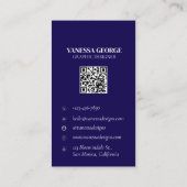 Moderne Blauwe QR Code Custom Photo Professional Visitekaartje (Achterkant)