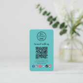 Moderne blauwe QR-code Een verbinding met sociale  Visitekaartje (Staand voorkant)