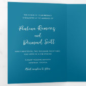 Moderne blauwe QR-code Eenvoudige bruiloft Drieluik Uitnodiging (Binnenzijde eerst)