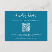 Moderne blauwe QR-code Eenvoudige bruiloft RSVP Kaartje (Voorkant)