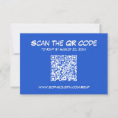 Moderne Blauwe QR Code Huwelijksreactiekaart RSVP Kaartje (Voorkant)