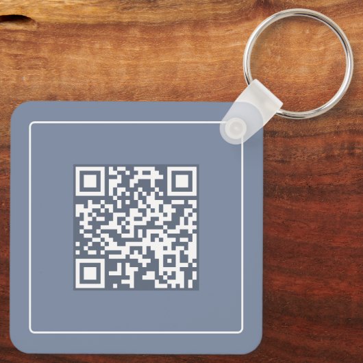 Moderne blauwe QR-code Zakelijke promotie Sleutelhanger (Achterkant)