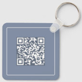 Moderne blauwe QR-code Zakelijke promotie Sleutelhanger (Achterkant)