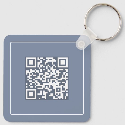 Moderne blauwe QR-code Zakelijke promotie Sleutelhanger (Achterkant)