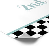 Moderne Blauwe Race Auto Verjaardag Welkomstbord Poster (Hoek)