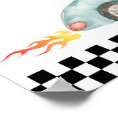 Moderne Blauwe Race Auto Verjaardag Welkomstbord Poster (Hoek)