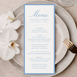 Moderne Blauwe Rand Trouw Menu