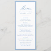 Moderne Blauwe Rand Trouw Menu (Voorkant)