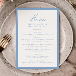 Moderne Blauwe Rand Trouwmenu Menu