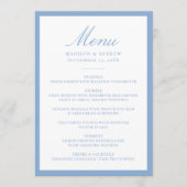Moderne Blauwe Rand Trouwmenu Menu (Voorkant)