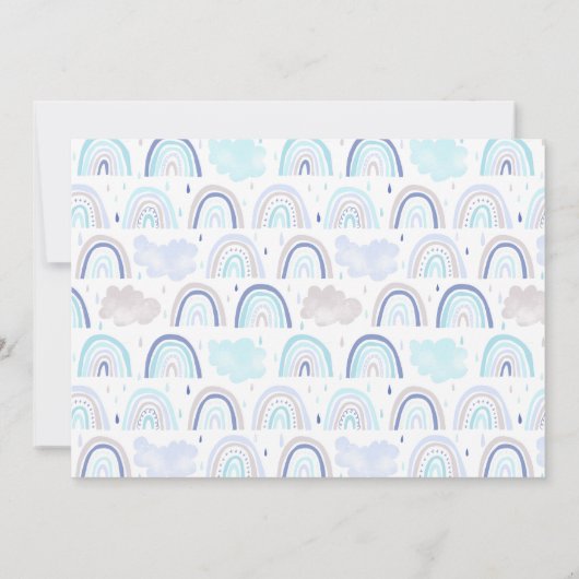 Moderne Blauwe Regenboog Kinderverjaardagsfeest Fo Kaart (Achterkant)