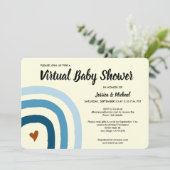 Moderne blauwe regenboog virtuele Baby shower uitn Kaart (Staand voorkant)