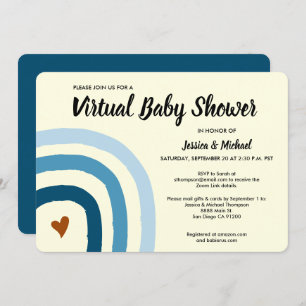 Moderne blauwe regenboog virtuele Baby shower uitn Kaart