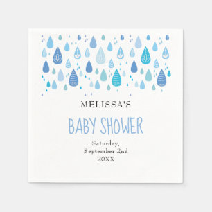 Moderne Blauwe Regendruppels Baby Jongen Douche Sp Servet