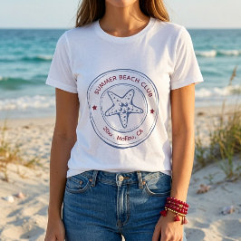 Moderne Blauwe & Rode Strand Zomer Verjaardag Tri-Blend Shirt