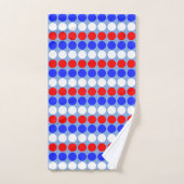 Moderne blauwe rode witte gestippelde strepen op l bad handdoek (Handdoek)