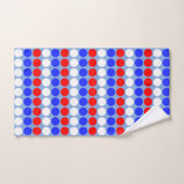 Moderne blauwe rode witte gestippelde strepen op l bad handdoek (Handdoek)