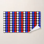 Moderne blauwe rode witte gestippelde strepen op z bad handdoek (Handdoek)