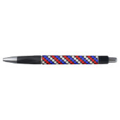 Moderne blauwe rode witte gestippelde strepen zwar pen (Voorkant)