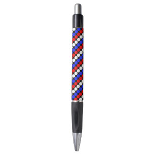 Moderne blauwe rode witte gestippelde strepen zwar pen