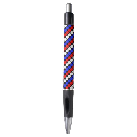 Moderne blauwe rode witte gestippelde strepen zwar pen (Voorkant Verticaal)