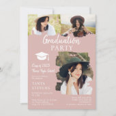 Moderne blauwe roos Borstel 3 foto's afstuderen Kaart (Voorkant)