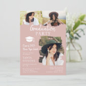 Moderne blauwe roos Borstel 3 foto's afstuderen Kaart (Staand voorkant)