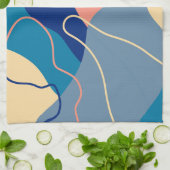 Moderne Blauwe & Roze Artistieke Schotel Handdoek (Gevouwen)