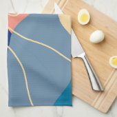 Moderne Blauwe & Roze Artistieke Schotel Handdoek (Quarter Fold)