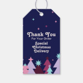 Moderne Blauwe Roze Bedankt Kerstbestelling Cadeaulabel (Voorkant)