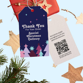 Moderne Blauwe Roze Bedankt Kerstbestelling Cadeaulabel