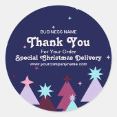 Moderne Blauwe Roze Bedankt Kerstbestelling Ronde Sticker (Voorkant)