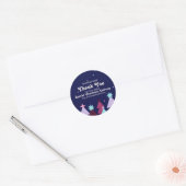 Moderne Blauwe Roze Bedankt Kerstbestelling Ronde Sticker (Envelop)