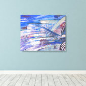 Moderne blauwe roze en grijze Abstracte kunst Canvas Afdruk (Insitu (Houten vloer))