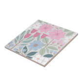 Moderne blauwe roze Floral Print Tegeltje (Zijkant)