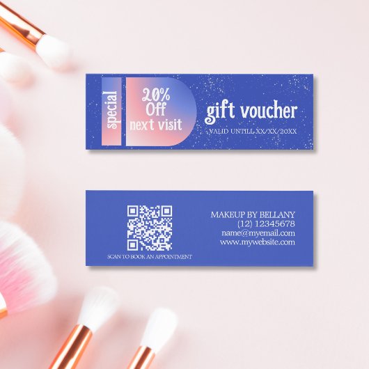 Moderne Blauwe Roze Gradiënt Klassieke Make-up Art Mini Visitekaartjes