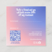 Moderne Blauwe Roze Gradiënt Monogram Make-up Arti Aanbevelingskaartje (Achterkant)