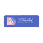 Moderne Blauwe Roze Gradiënt Monogram Make-up Arti Etiket (Voorkant)