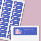 Moderne Blauwe Roze Gradiënt Monogram Make-up Arti Etiket