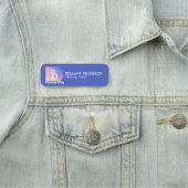 Moderne Blauwe Roze Gradiënt Monogram Make-up Arti Naamplaatje (In situ)