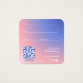 Moderne Blauwe Roze Gradiënt Monogram Make-up Arti Vierkante Visitekaartjes (Achterkant)