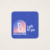 Moderne Blauwe Roze Gradiënt Monogram Make-up Arti Vierkante Visitekaartjes (Voorkant)