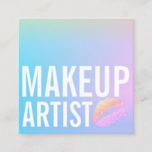 Moderne blauwe roze paars gradiënt make-up schoon vierkante visitekaartje