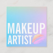 Moderne blauwe roze paarse gradiëntmake-up schoonh vierkante visitekaartje (Voorkant)